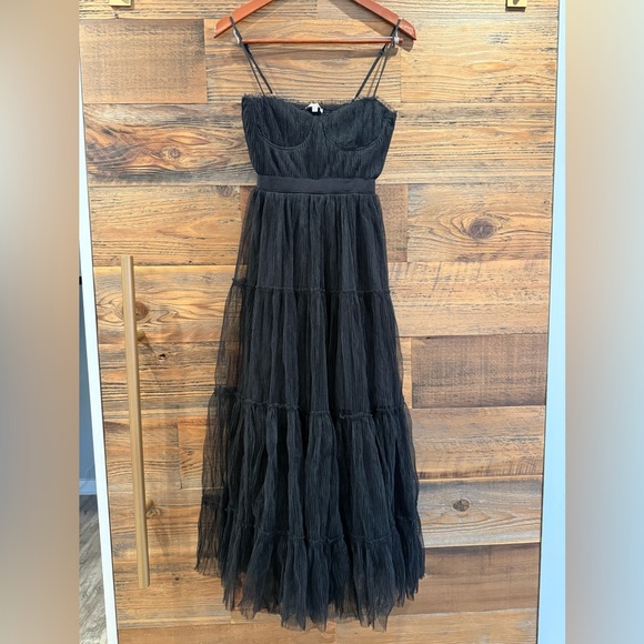 Moon River Black Ruched Bustier Maxi Dress NWT - Picture 8 of 9